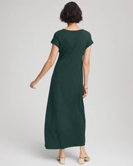 Chico's Dolman-Sleeve Ponte  Maxi Dress DARKEST SPRUCE