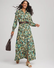 Chico's Printed Long-Sleeved Shirtdress DARKEST SPRUCE