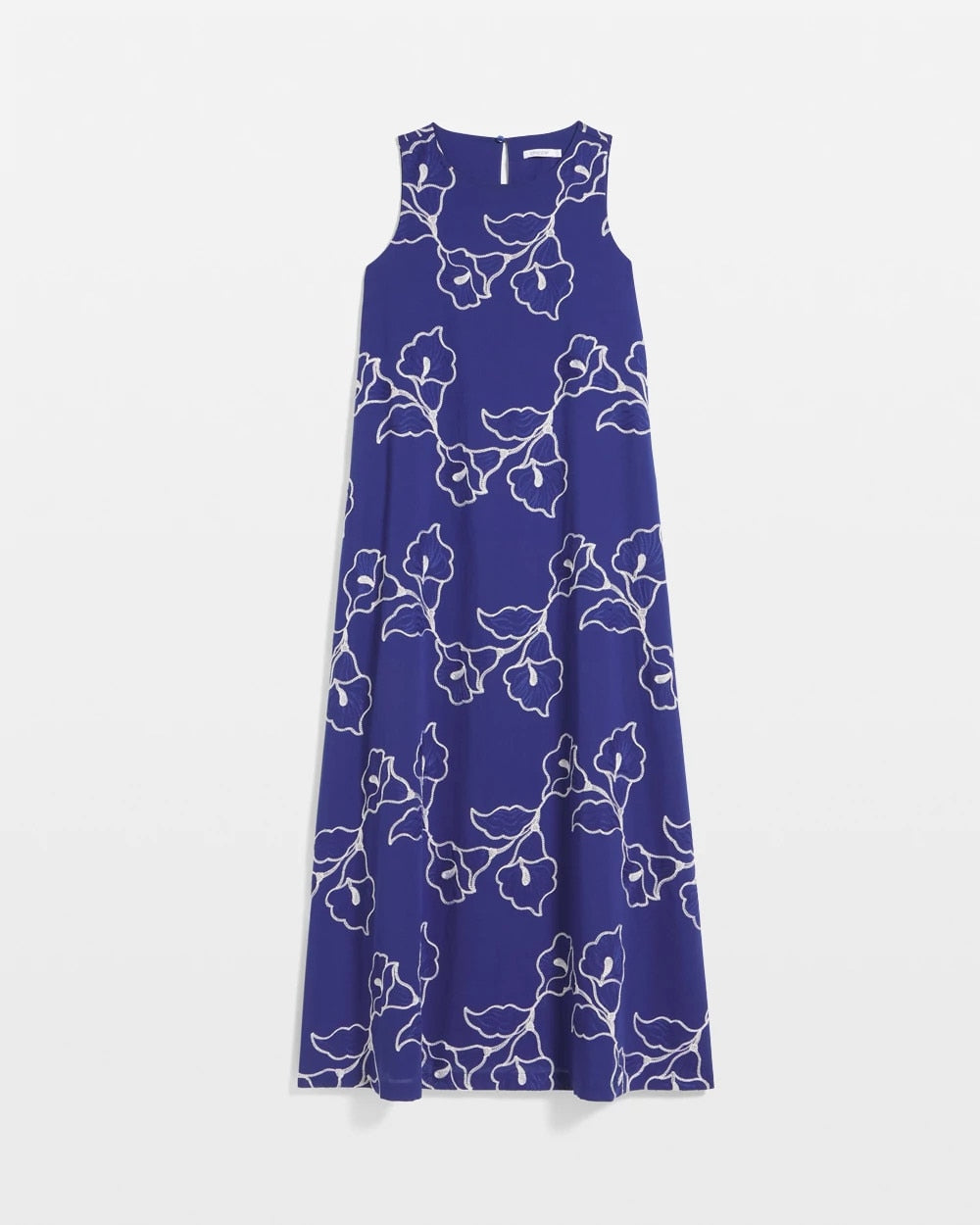 Chico's Embroidered Sleeveless Maxi Dress BLUE CASA