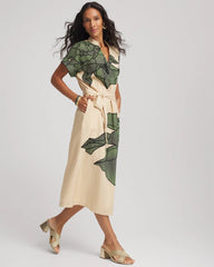 Chico's Printed Cotton-Voile Popover Midi Dress SANDSTONE