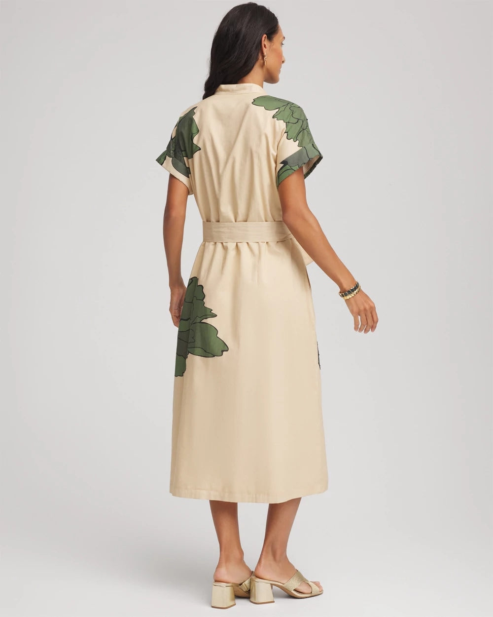 Chico's Printed Cotton-Voile Popover Midi Dress SANDSTONE