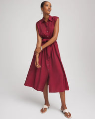 Chico's Smocked-Waist Shirtdress RUSSET RED