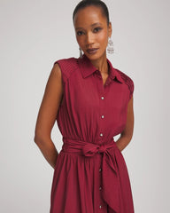 Chico's Smocked-Waist Shirtdress RUSSET RED