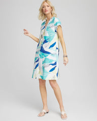 Chico's Cuff Sleeve Linen Dress MULTI