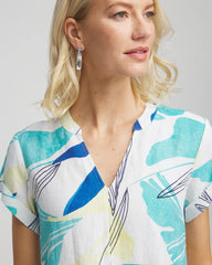 Chico's Cuff Sleeve Linen Dress MULTI