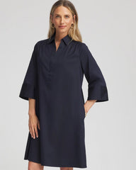 Chico's Cotton-Blend Popover Dress CLASSIC NAVY