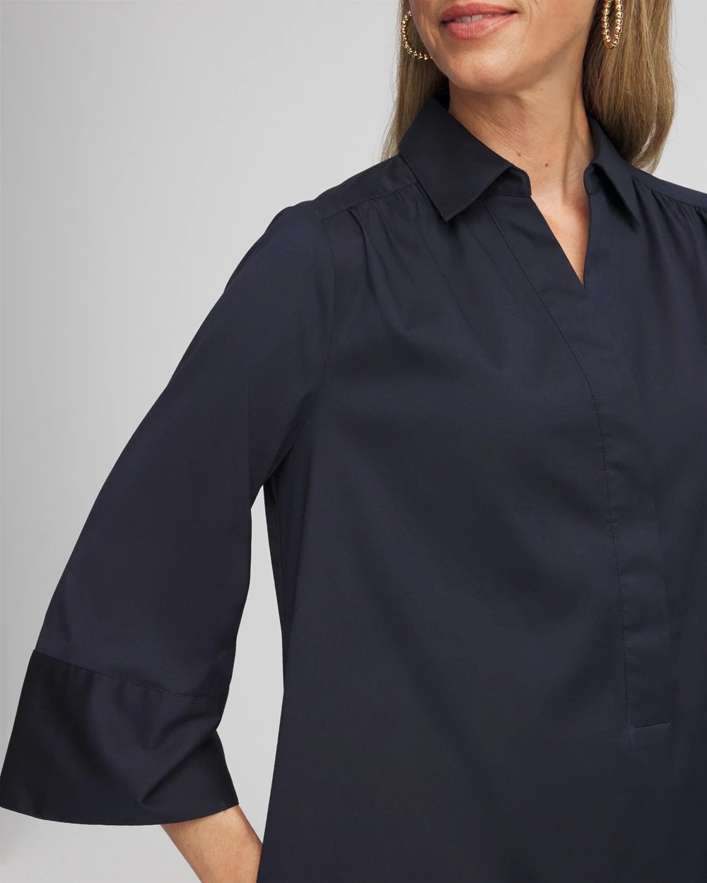 Chico's Cotton-Blend Popover Dress CLASSIC NAVY