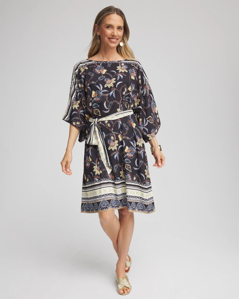 Chico's Georgette Boatneck Kaftan Dress ECRU