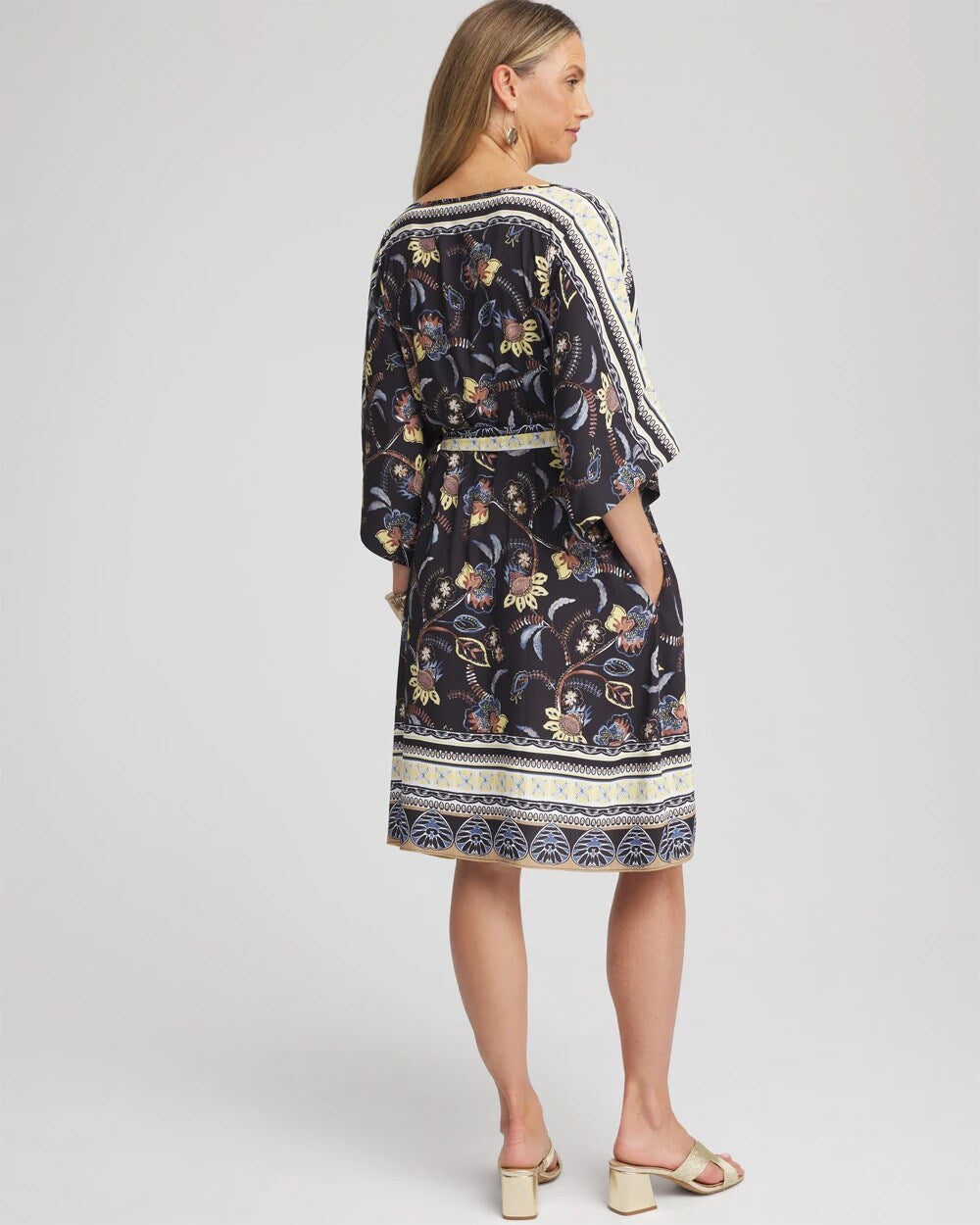 Chico's Georgette Boatneck Kaftan Dress ECRU