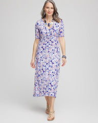 Chico's Ruched Jersey Midi Dress SEAFARING BLUE