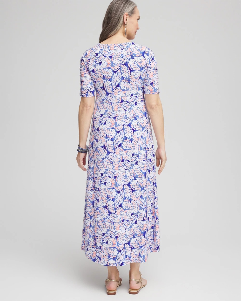Chico's Ruched Jersey Midi Dress SEAFARING BLUE