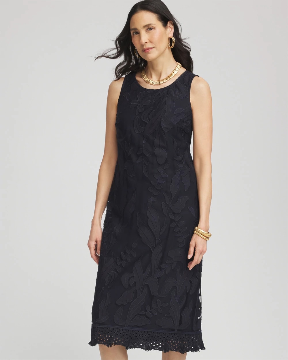 Chico's Travelers™ Mesh Appliqué Midi Dress TRAVELERS INDIA INK