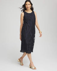 Chico's Travelers™ Mesh Appliqué Midi Dress TRAVELERS INDIA INK