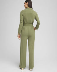 Chico's Belted Jersey Maxi Jumpsuit RUSTIC OLIVE