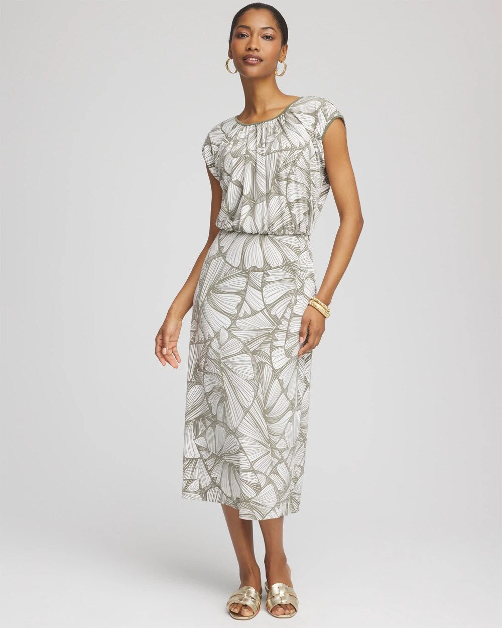 Chico's Travelers™ Knit Jersey Day Dress DUSTY OLIVE