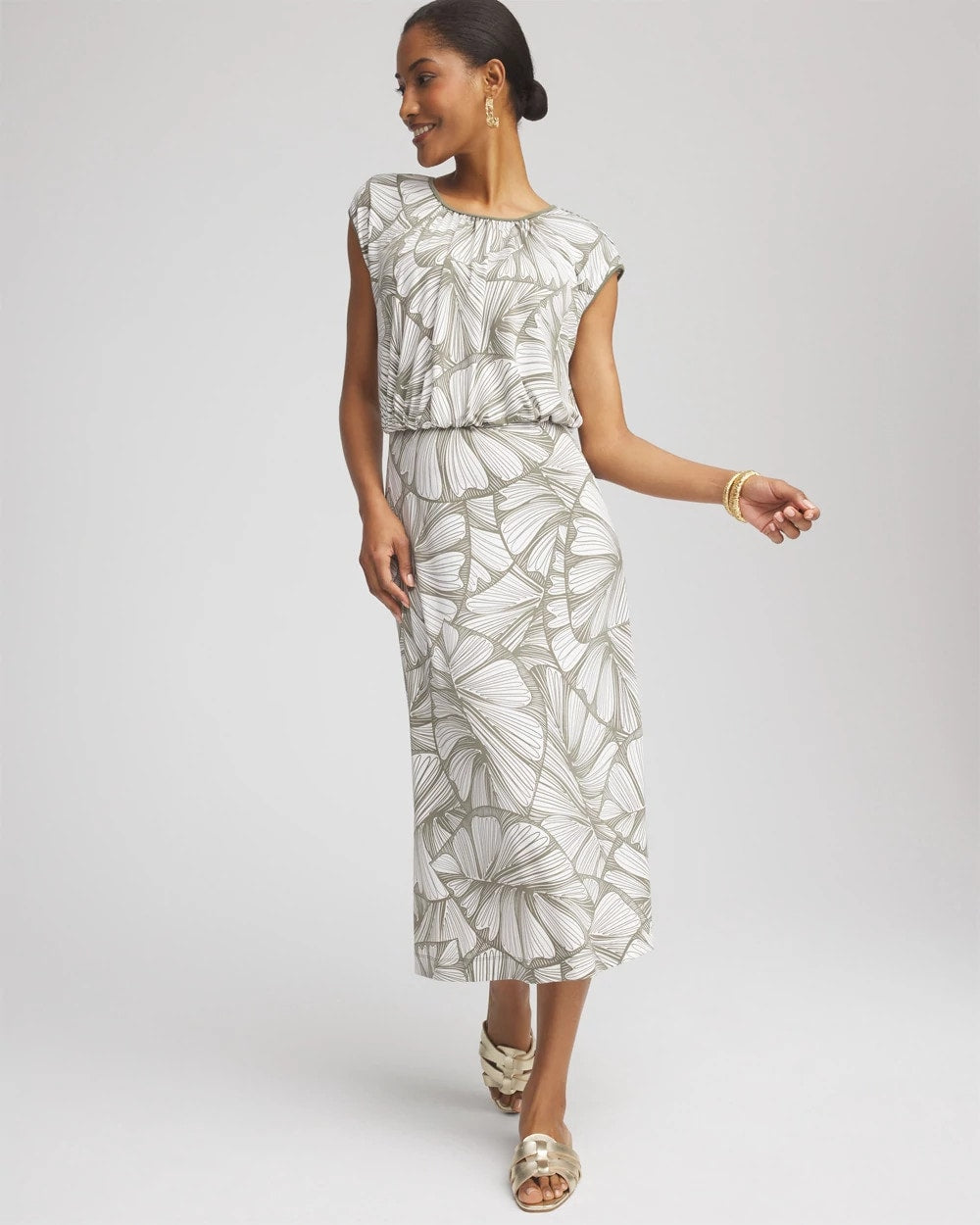 Chico's Travelers™ Knit Jersey Day Dress DUSTY OLIVE