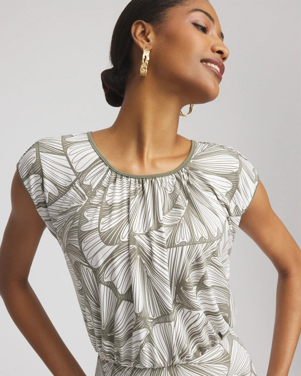Chico's Travelers™ Knit Jersey Day Dress DUSTY OLIVE