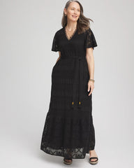 Chico's Crochet-Lace Maxi Dress BLACK