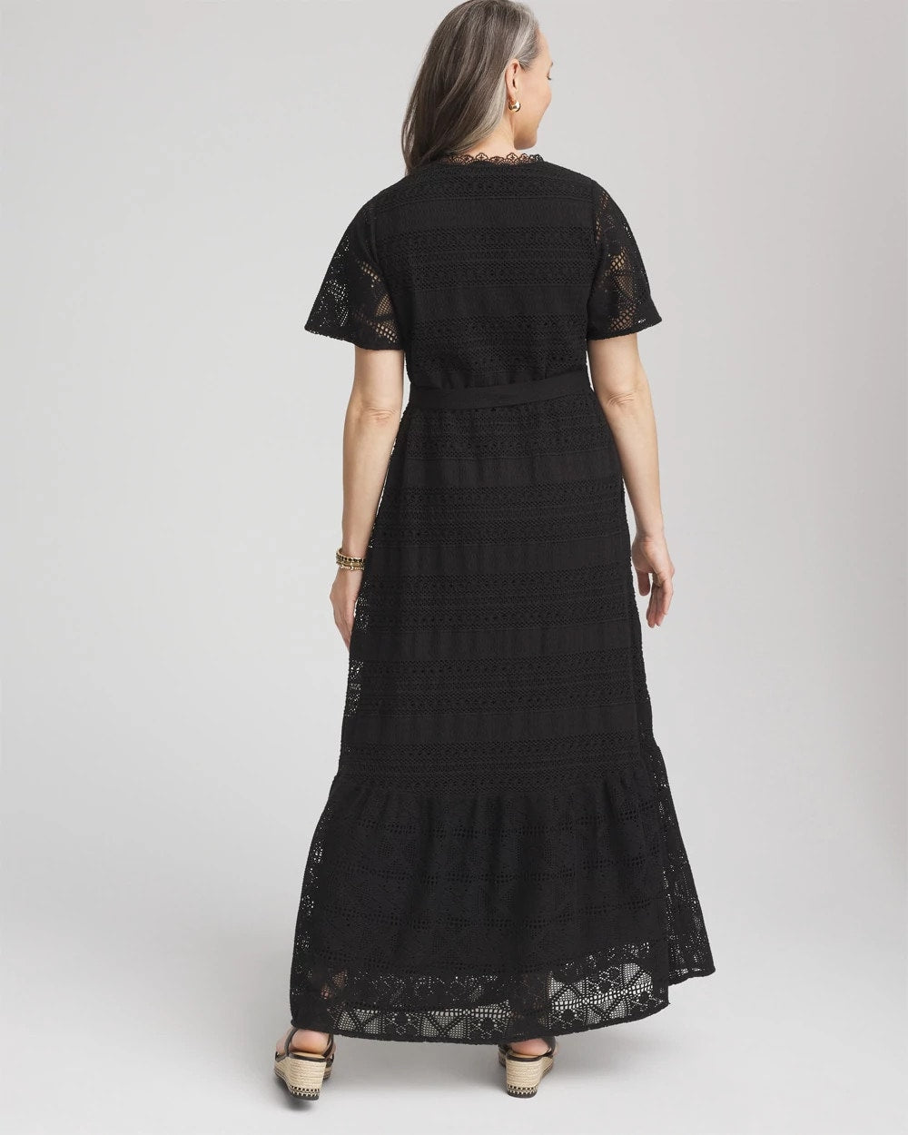 Chico's Crochet-Lace Maxi Dress BLACK