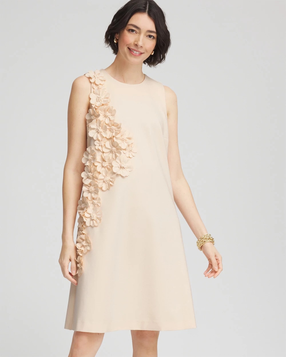 Chico's Appliqué Ponte Knit Dress ENGLISH CREAM