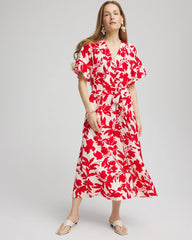 Chico's Floral Ruffle-Sleeved Midi Dress ECRU