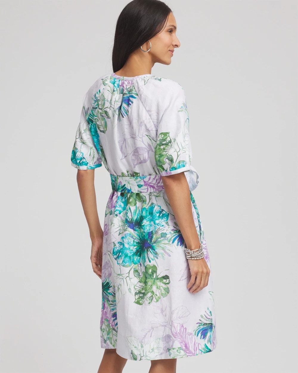 Chico's Floral Linen Shirtdress VIOLET