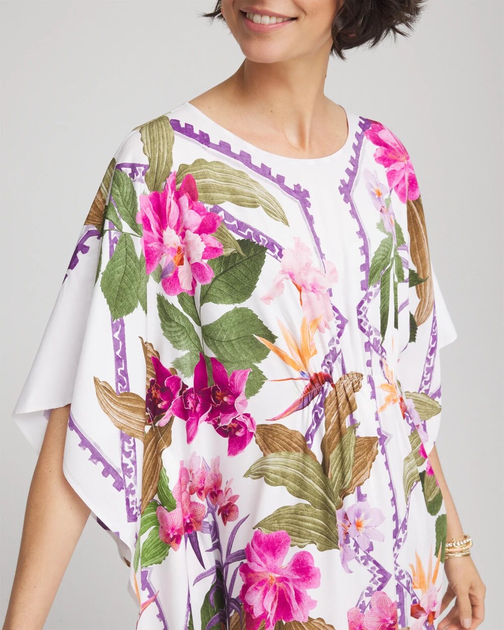 Chico's Island Cinch-Waist Kaftan Dress ECRU