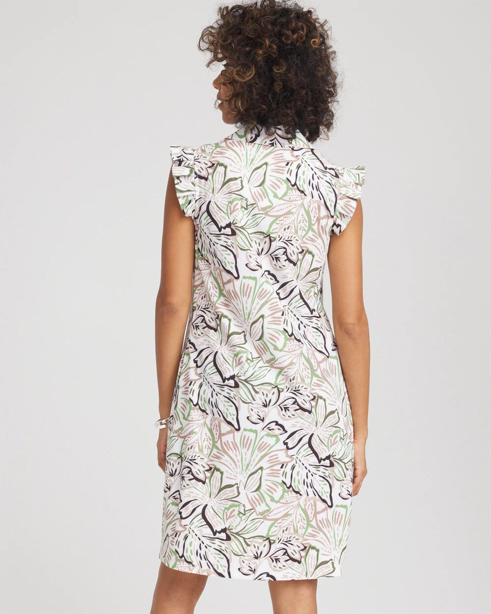 Chico's Zenergy® UPF Knit Floral Polo Dress TIBET TAUPE