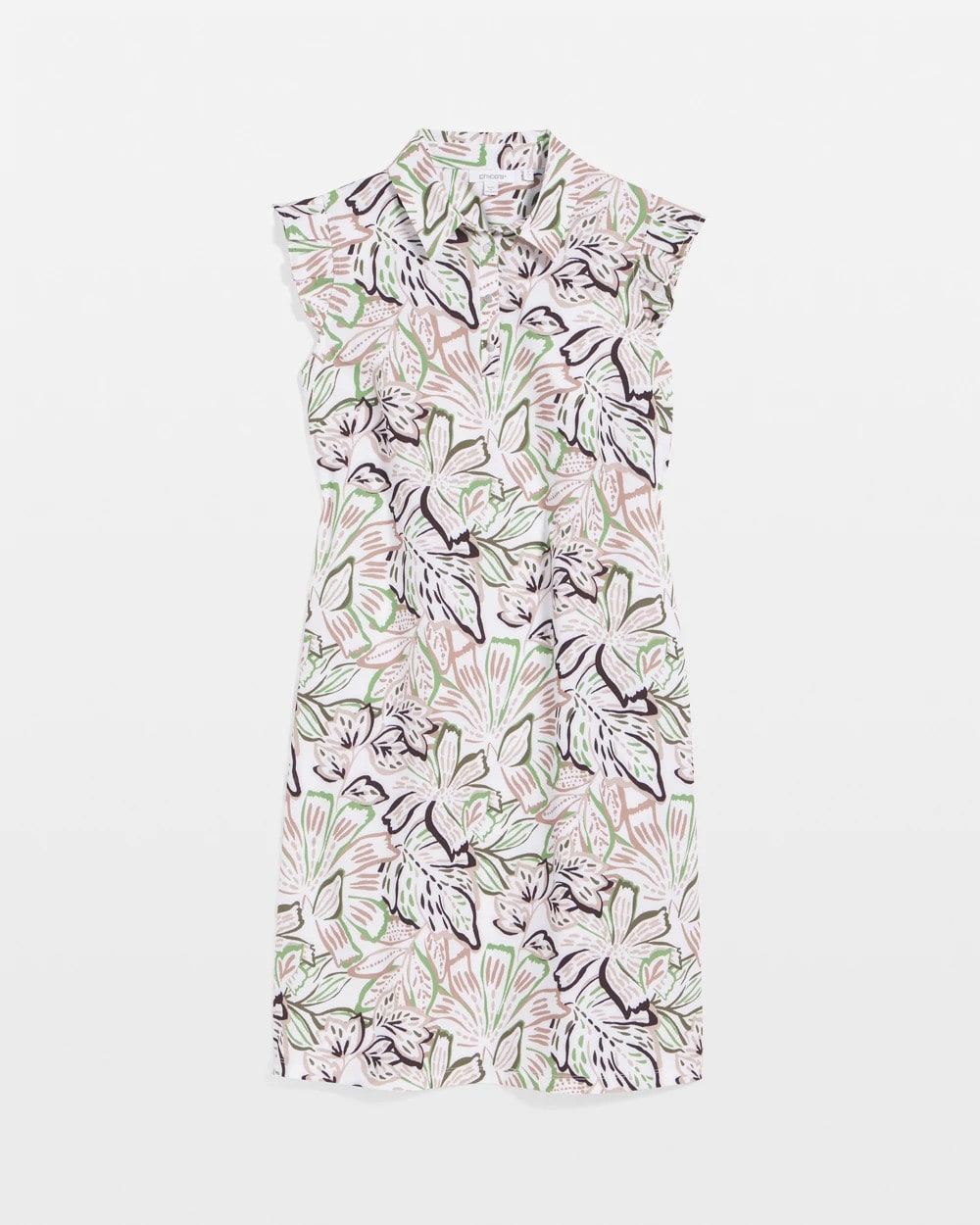 Chico's Zenergy® UPF Knit Floral Polo Dress TIBET TAUPE