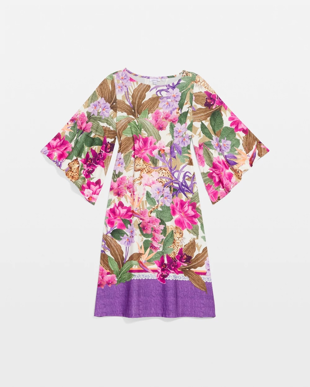 Chico's Island Angel-Sleeve Boat Neck Dress ECRU