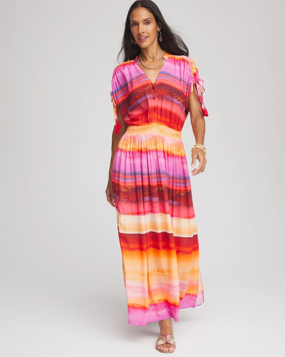 Chico's Rio Sunset Maxi Dress RED GLOW