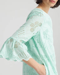 Chico's Eyelet Cotton Voile Dress TEAL WATERS