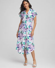 Chico's Hammered Rayon Midi Shirtdress MULTI