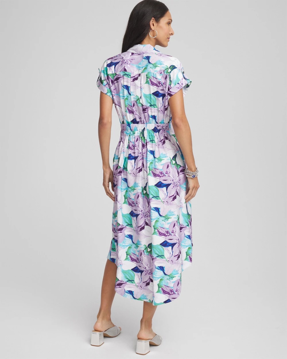 Chico's Hammered Rayon Midi Shirtdress MULTI