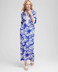 Chico's Shell Story Maxi Dress RICH COBALT