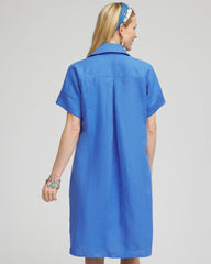 Chico's High-low Linen Shirtdress BLUE PEARL