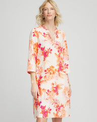 Chico's Embellished Linen Kurta Dress ECRU