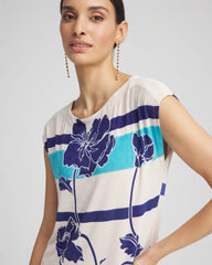Chico's Travelers™ Wildflower Cap-Sleeved Column Dress BLUE CASA