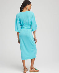 Chico's Travelers™ Kimono Sleeved V-Neck Dress TURQ BLUE