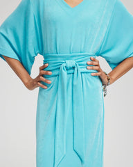 Chico's Travelers™ Kimono Sleeved V-Neck Dress TURQ BLUE