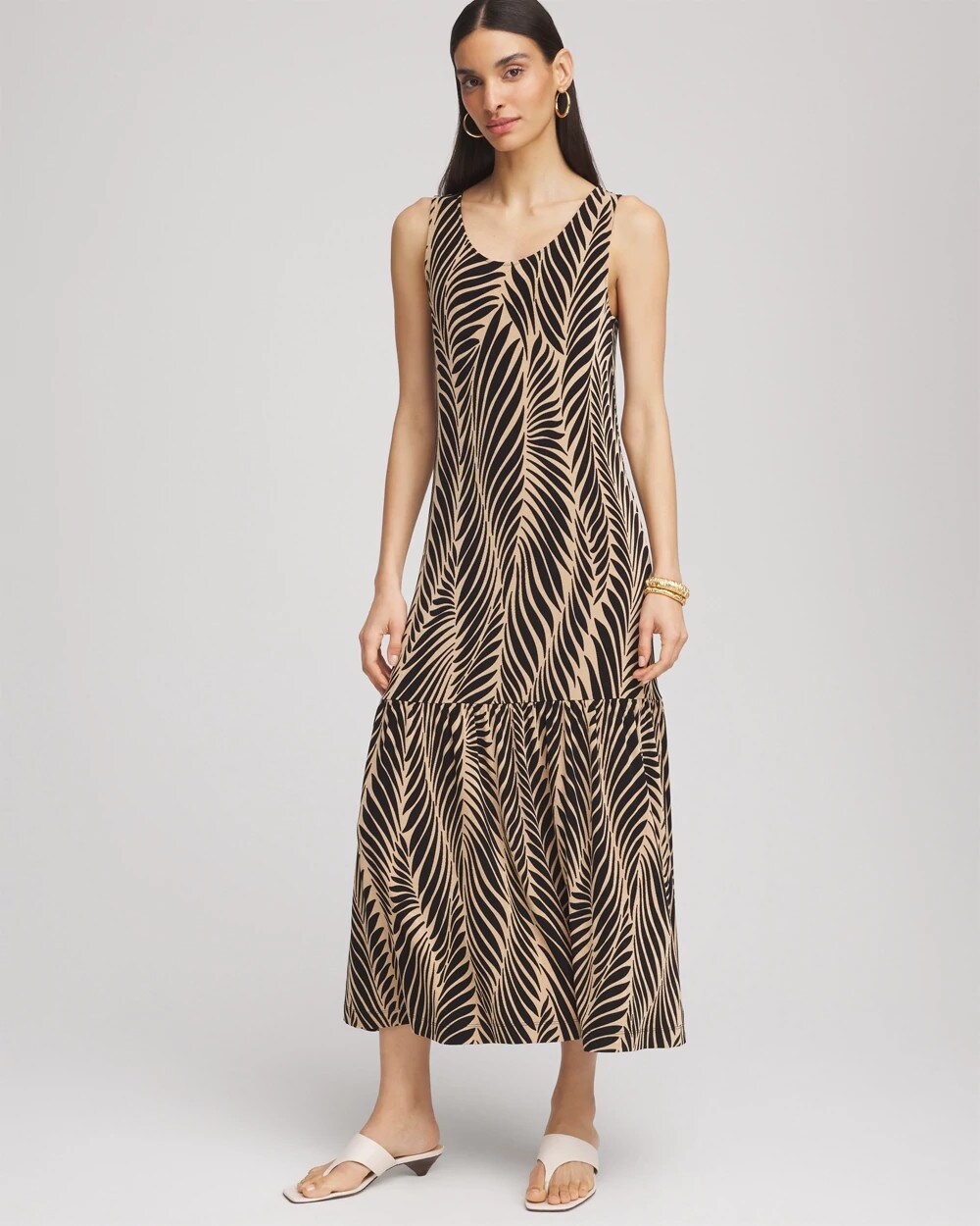 Chico's Travelers™ Palm-Frond-Motif Dress CAFE AROMA