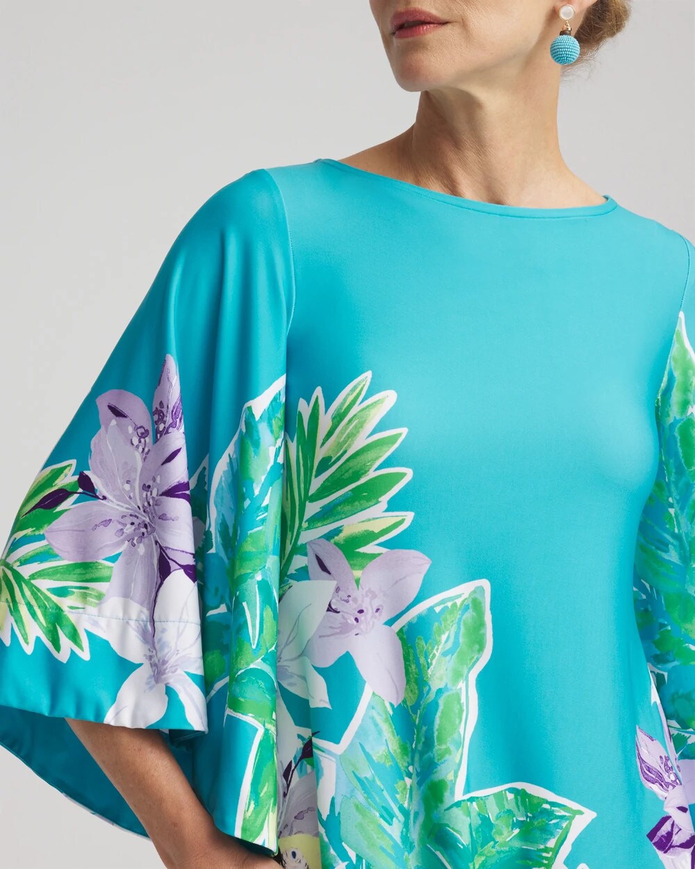 Chico's Angel-Sleeve Boat Neck Dress SEASPRAY