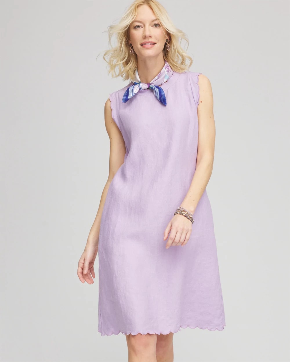 Chico's Sleeveless Scalloped Trim Dress GENTLE LAVENDER