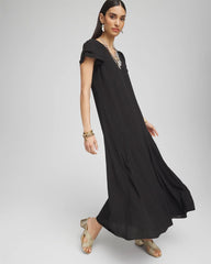 Chico's Crepe V-Neck Maxi Dress BLACK