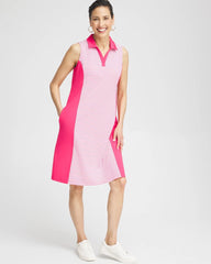 Chico's Zenergy® UPF Knit Block Stripe Dress PINK BROMELIAD