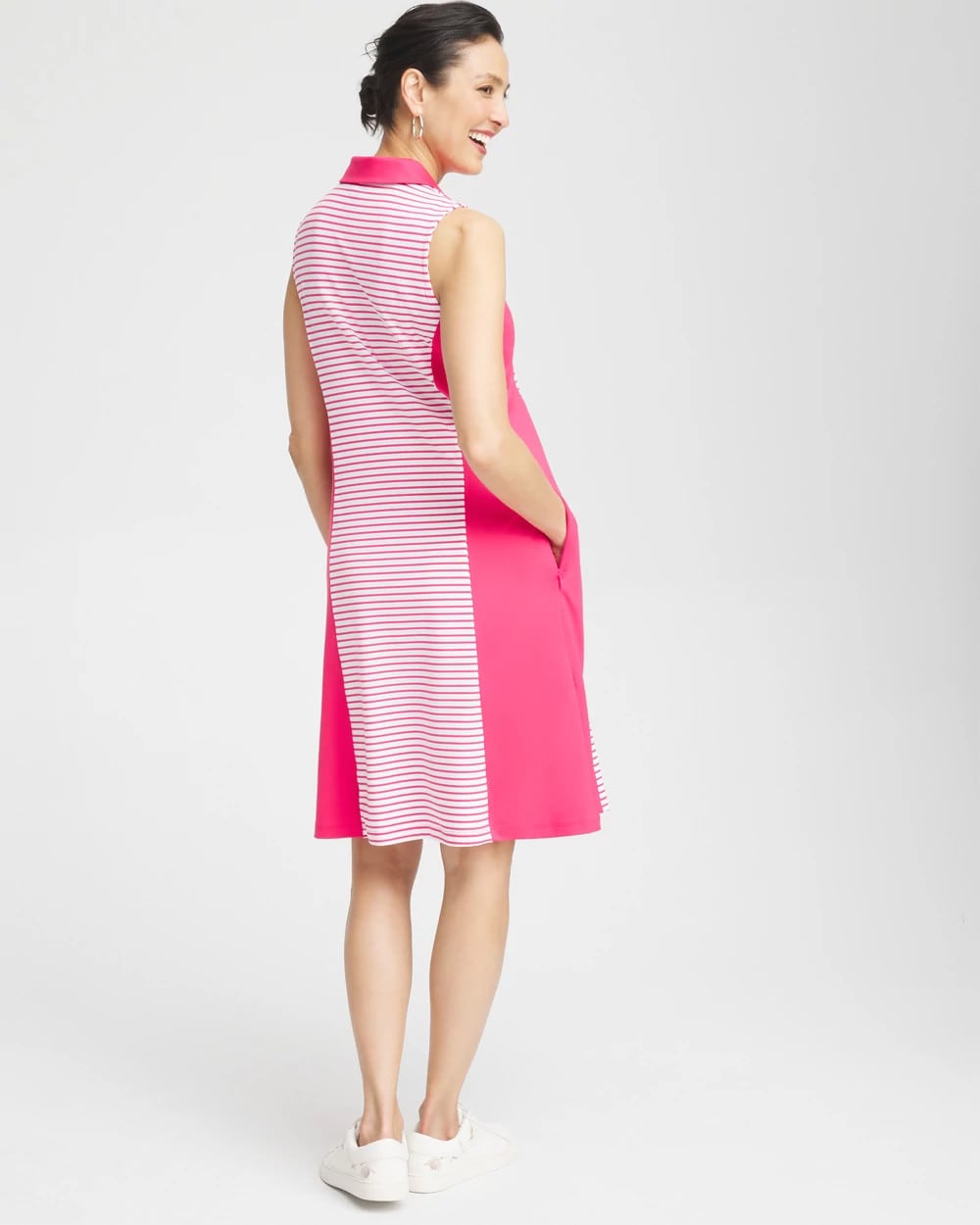 Chico's Zenergy® UPF Knit Block Stripe Dress PINK BROMELIAD