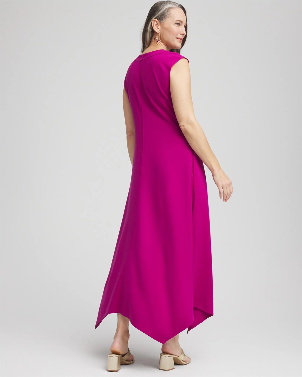 Chico's Trapunto Placket Midi Dress PURPLE CLOVER