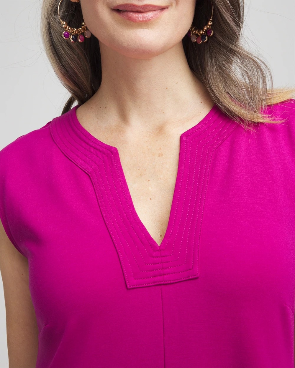 Chico's Trapunto Placket Midi Dress PURPLE CLOVER