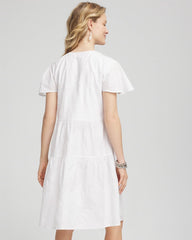 Chico's Embroidered Popover Dress ALABASTER