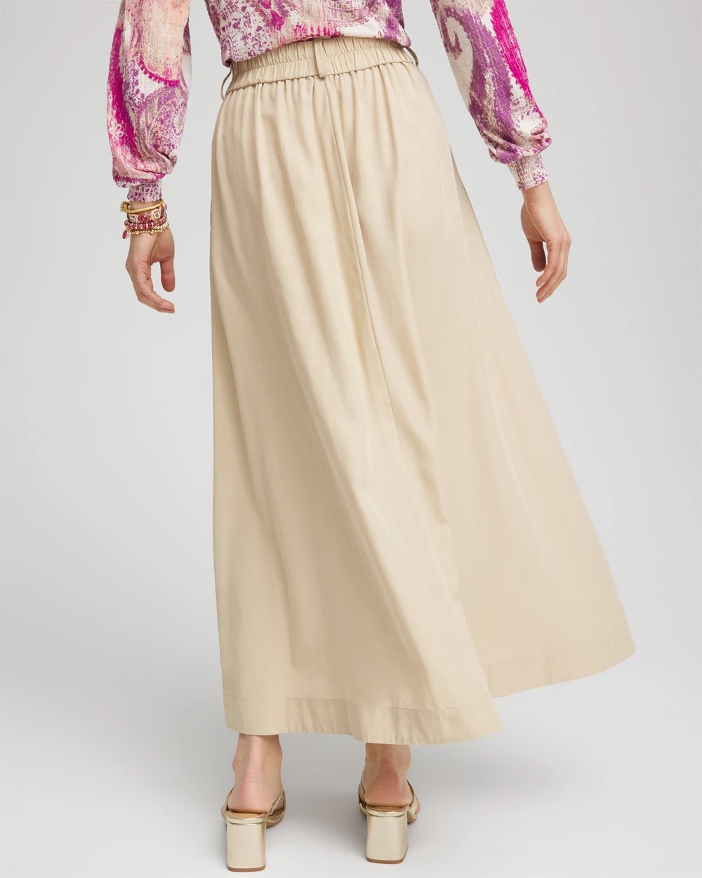 Chico's Pleated A-Line Midi Skirt WILD TRUFFLE